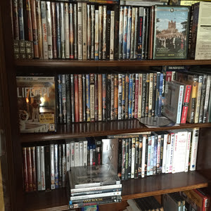 DVDs Organized on Shelves