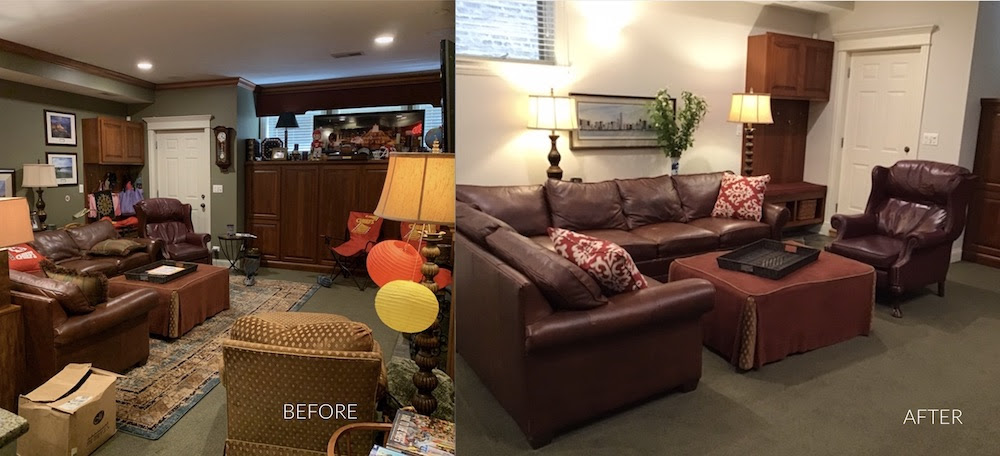 Before and after versions of basement home